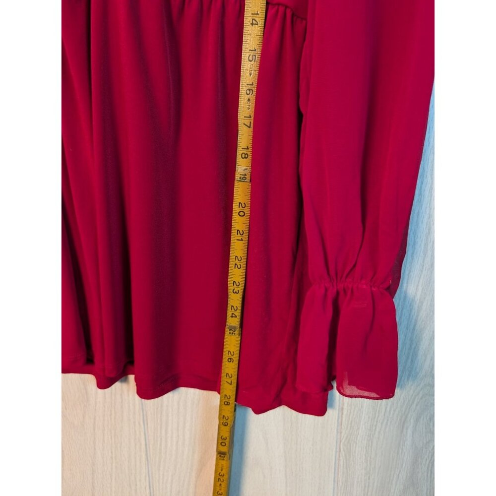 Torrid Womens Babydoll Top Size 1X Red Cottagecore Peasant Long Sleeve Smocked - Picture 8 of 8
